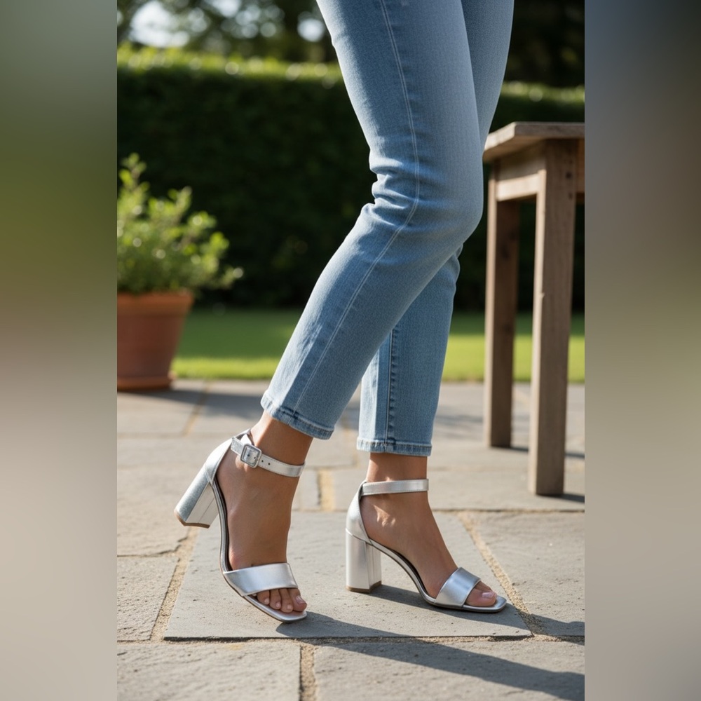 🌟🌼NIB Circus NY by Sam Edelman Elizabeth Block Heel Silver Block Ankle Strap